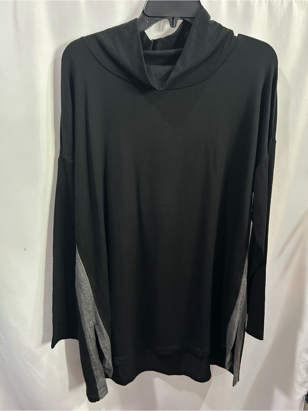Eileen Fisher stretch funnel neck tunic top LN